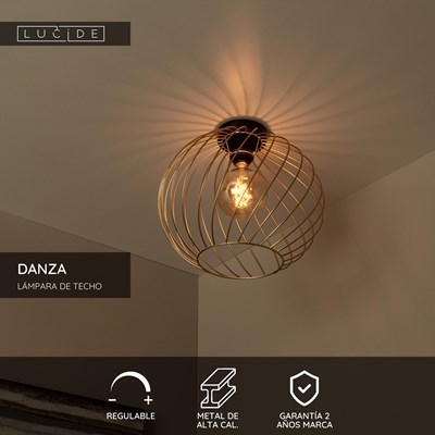 Lucide DANZA - Lámpara de techo - Ø 40 cm - 1xE27 - Oro mate / Latón